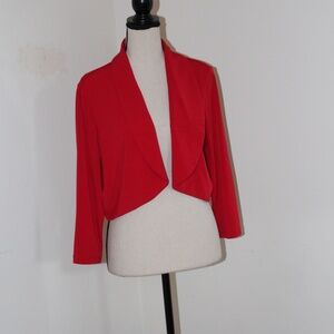 Susan Graver, Red 3/4 sleeve light weight jacket shrug